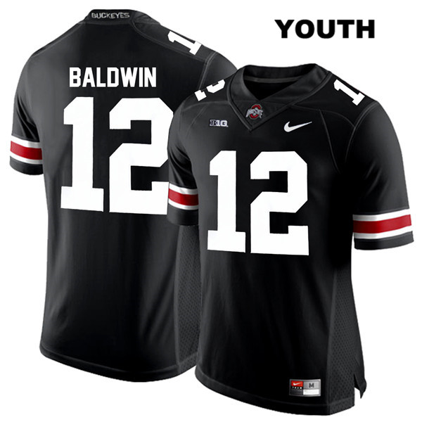 Ohio State Buckeyes Youth Matthew Baldwin #12 White Number Black Authentic Nike College NCAA Stitched Football Jersey ER19D66XB